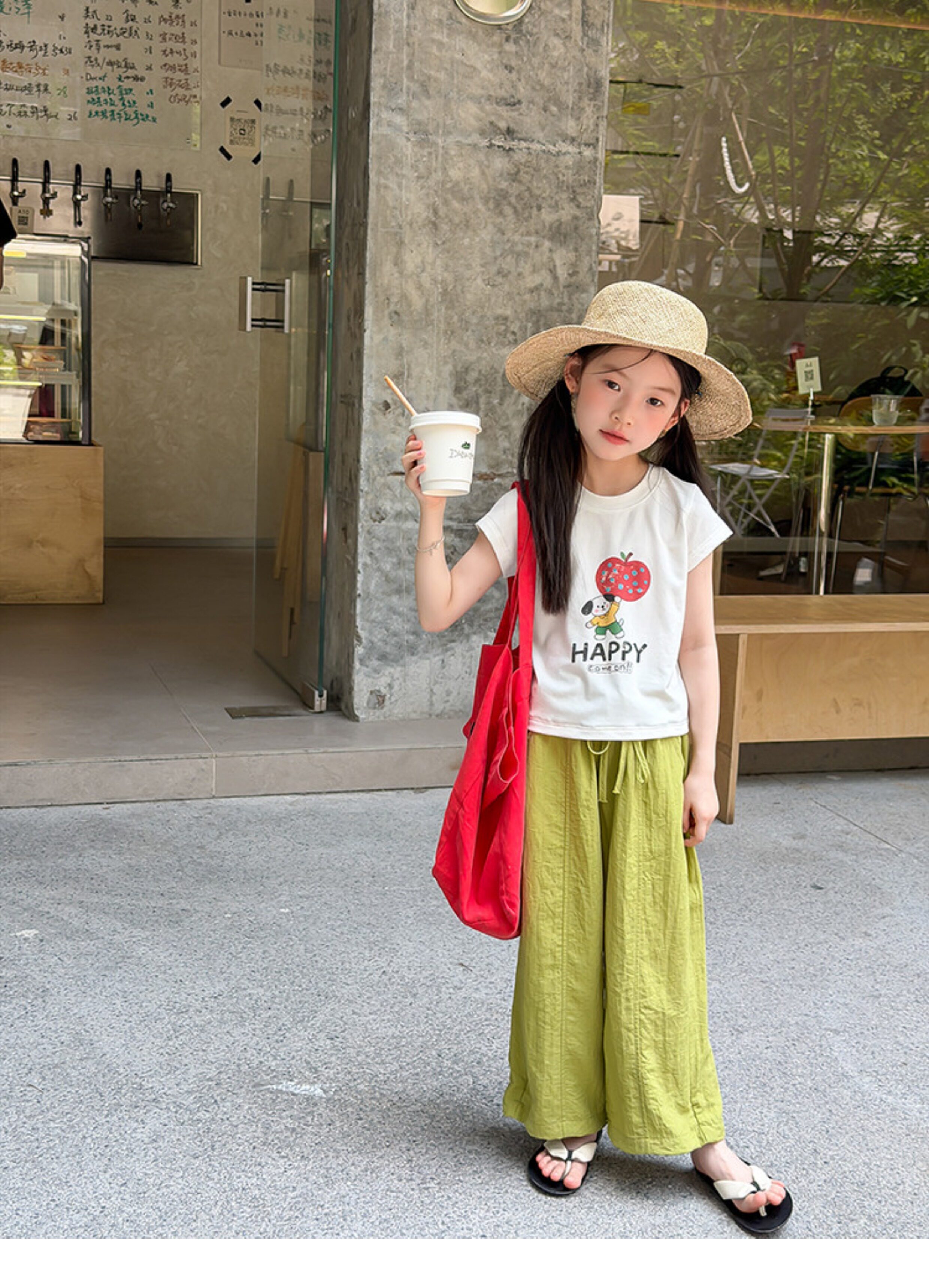儿童夏季莱赛尔氨纶冰感甜辣风修身短款T恤女童卡通印花短袖上衣 — 18