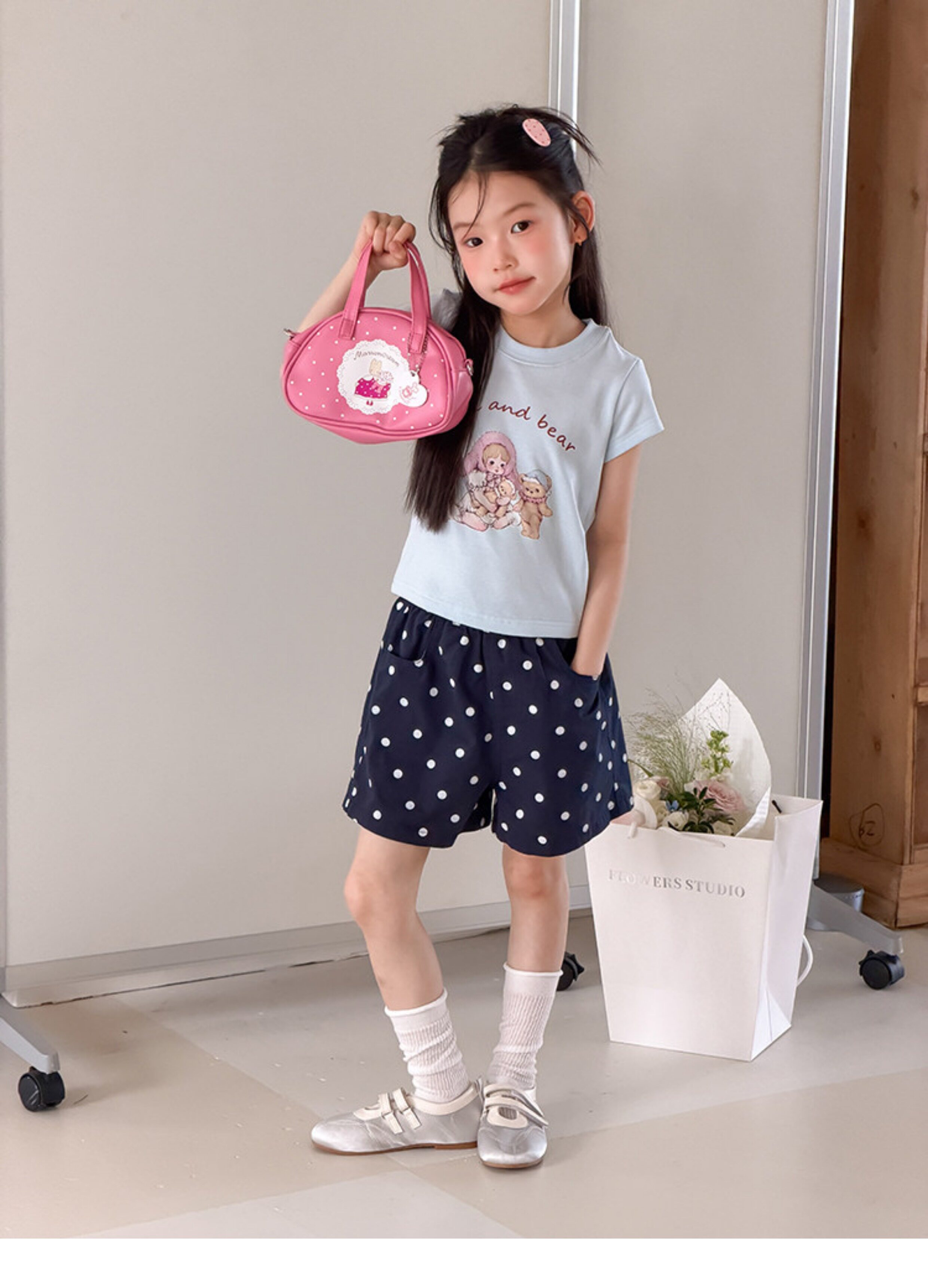 儿童夏季莱赛尔氨纶冰感甜辣风修身短款T恤女童卡通印花短袖上衣 — 42