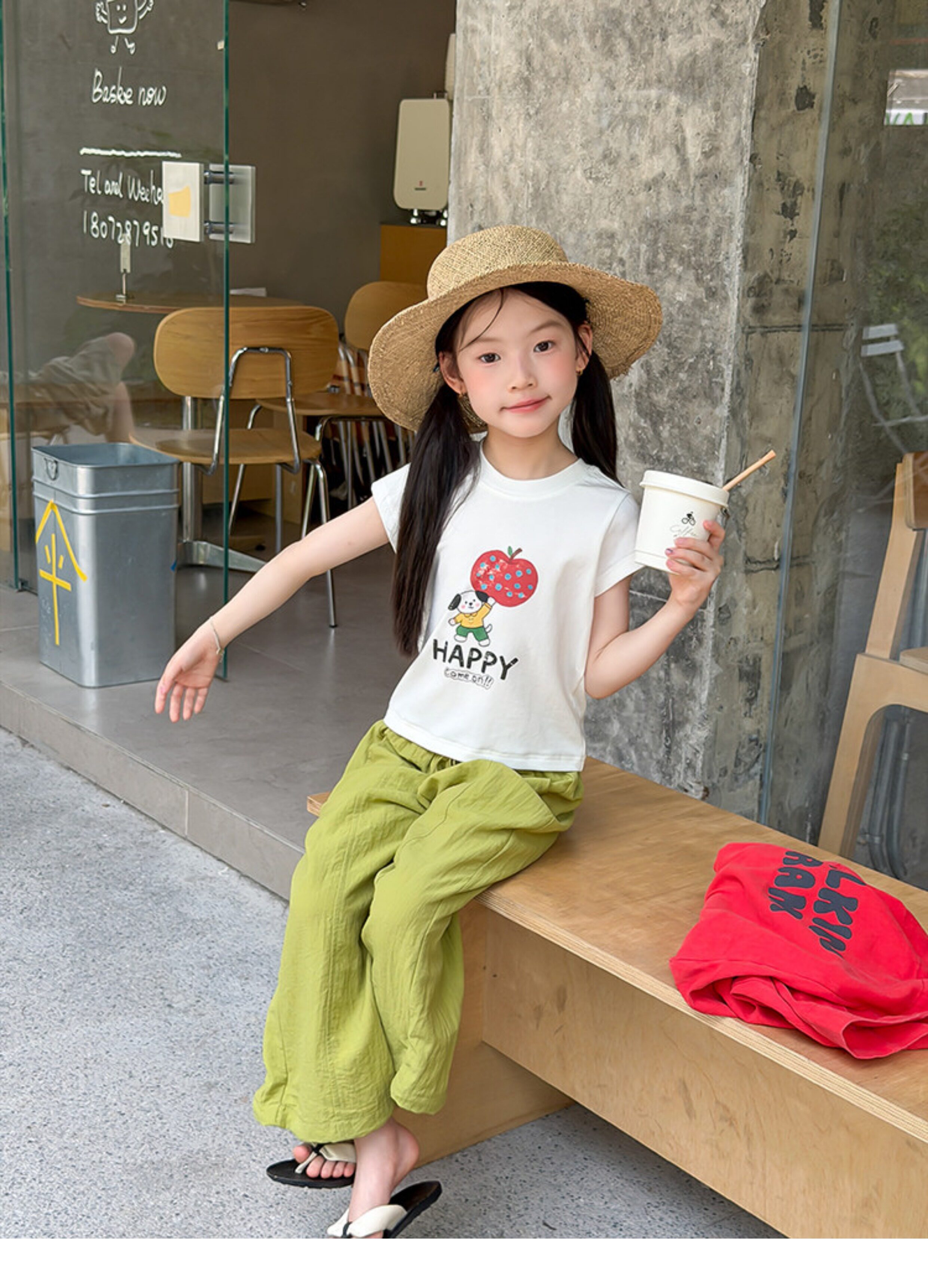 儿童夏季莱赛尔氨纶冰感甜辣风修身短款T恤女童卡通印花短袖上衣 — 17