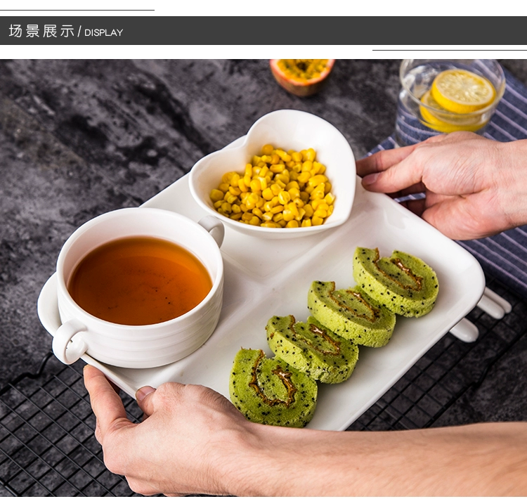 Đĩa gốm chia gia đình trẻ em bộ đồ ăn sáng tấm thức ăn người lớn thức ăn nhanh bát cơm căng đa đĩa chia dĩa nhựa