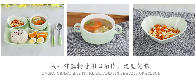 Tấm cơm gia đình bằng gốm cho trẻ em tấm ăn sáng dành cho người lớn Bộ đồ ăn khay lưới căng tin thức ăn tách tấm tấm gốm sáng tạo bộ chén đĩa cao cấp