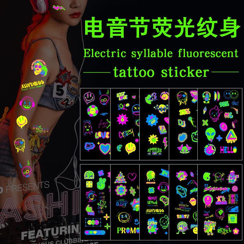 New Electronic Music Festival Tattoo Stickers Nightclub Bar Ktv Music Festival Party Glowing Musical Notes Cool Fluorescent Tattoo Stickers