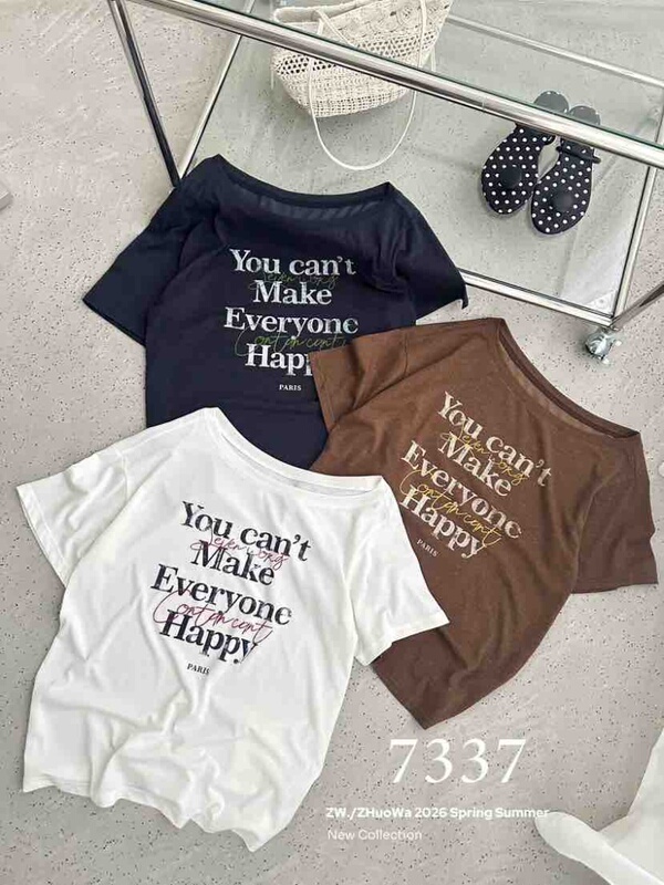 【7337】Zhuowa's New Summer Style High-Quality Lyocell Cotton Linen Short-Sleeved T-Shirt