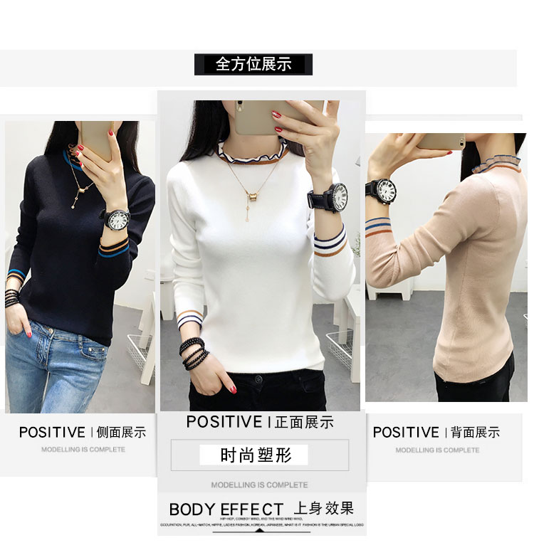 Áo len nữ mùa thu đông 2018 phiên bản Hàn Quốc mới của chiếc áo len cổ tròn bằng gỗ áo len cao cổ