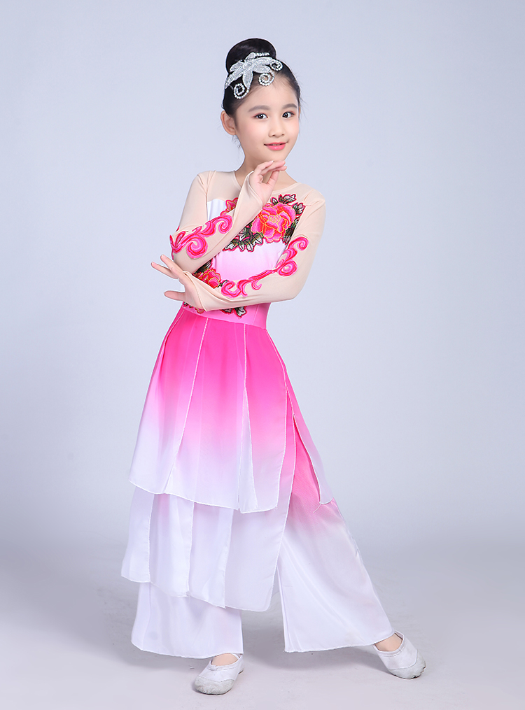 Mới của trẻ em trang phục múa cổ điển Hoa nhài nhảy fan hâm mộ khiêu vũ quốc gia Yangge trang phục cô gái biểu diễn quần áo áo bé trai