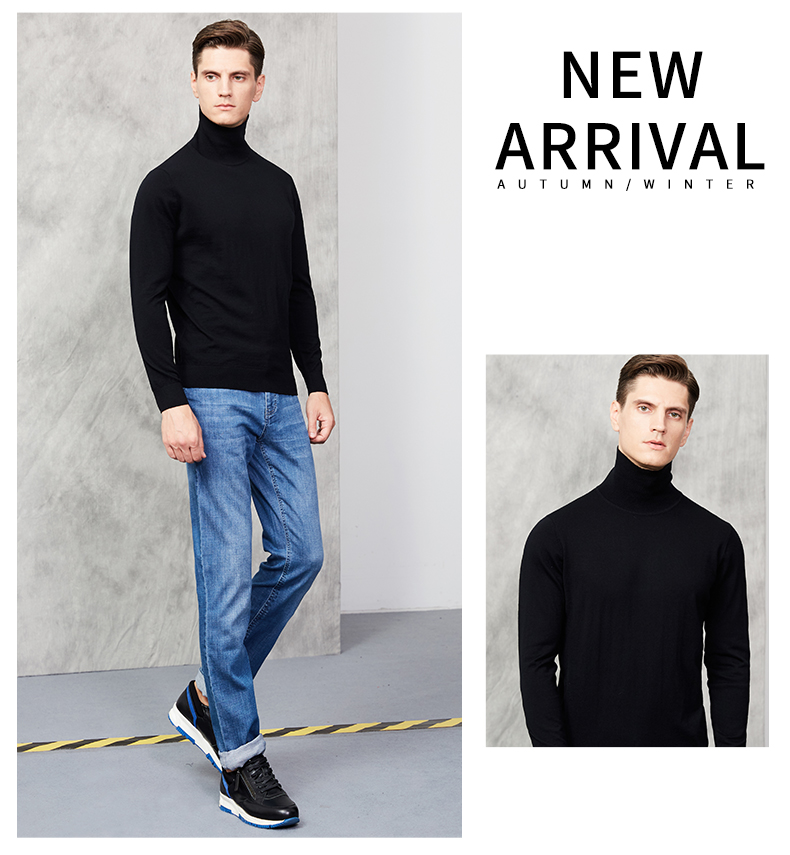 Satchi / Shachi Men Cổ áo cao Rắn màu cardigan Áo len nam cao cổ giản dị Áo sơ mi Áo len mùa đông - Áo len sweater nam