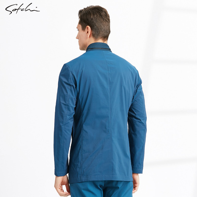 Satchi / Satchi nam trench coat áo khoác ngắn quý ông giản dị top nam áo khoác mỏng mùa xuân - Áo gió