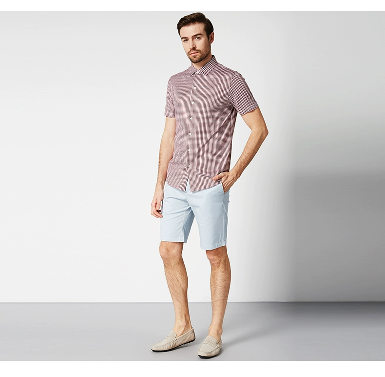 Satchi Sha Chi lụa ngắn tay áo mùa hè của nam giới kinh doanh bình thường áo sơ mi truy cập với cùng một đoạn mua áo sơ mi