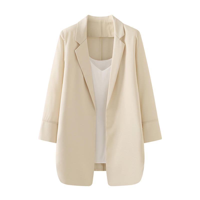 Aige Three-Quarter Sleeve Chiffon Blazer for Women, Summer Thin Style, Early Autumn, Petite, Elegant, Commuting, Casual, Sun-Protective Top Aige Three-Quarter Sleeve Chiffon Blazer for Women, Summer Thin Style, Early Autumn, Petite, Elegant, Commuting, Casual, Sun-Protective Top