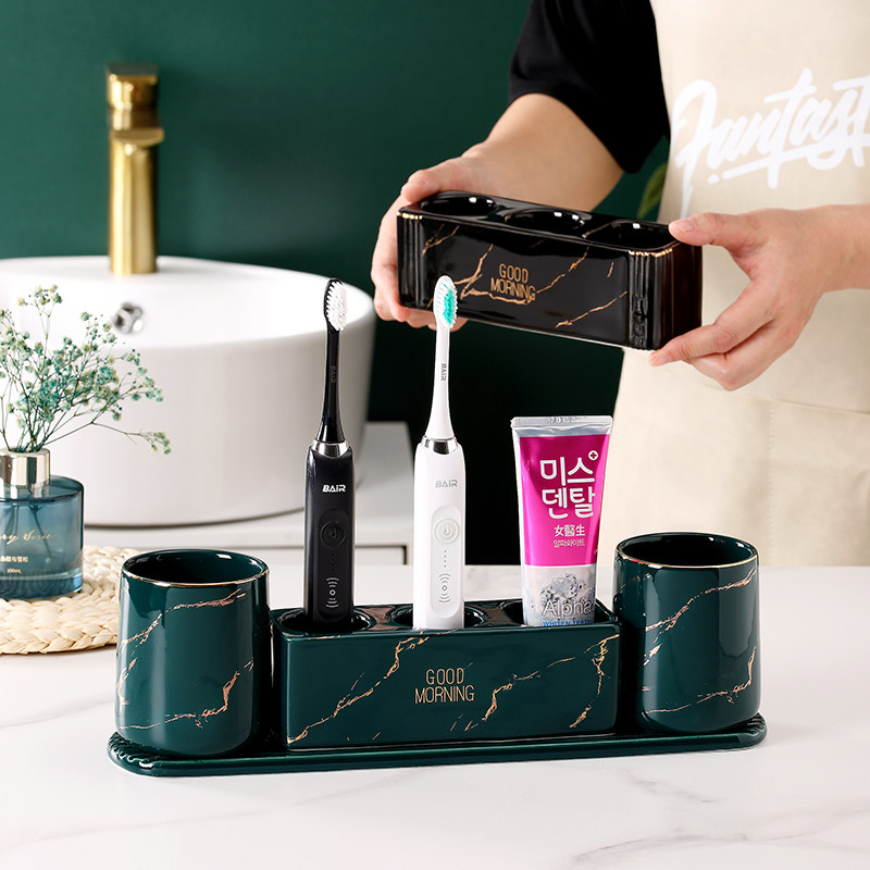 Mouthwash cup set free punching toilet bathroom washstand rack placement rack electric toothbrush toothpaste rack