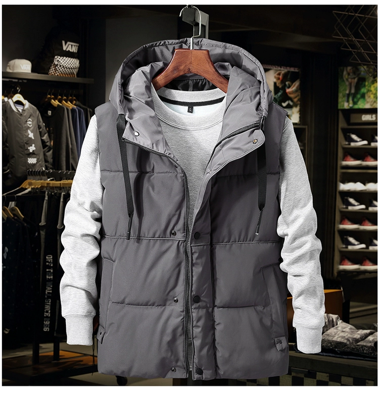 Vest nam phiên bản Hàn Quốc mùa thu đông mới cộng với phân bón XL mùa đông xuống áo vest cotton 200 kg vest nam áo khoác mùa đông nam hàn quốc