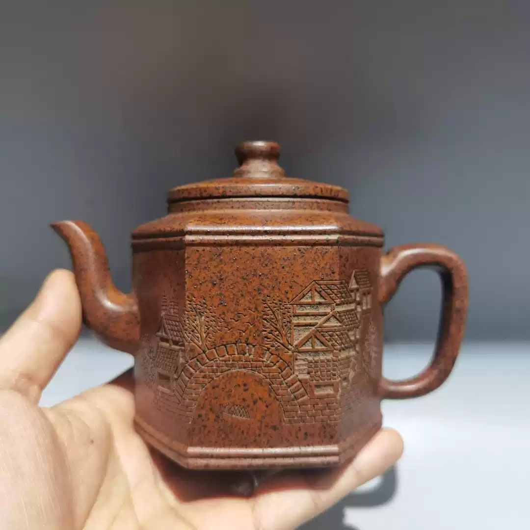 台湾回流紫砂壶全手工原矿老茶壶王新红紫砂壶收藏早期老茶壶收藏品老石