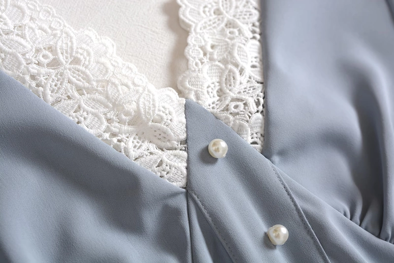 "Nhìn những bông hoa trong sương mù" Đầm voan Pháp Nữ 2020 Áo dài cổ áo thắt eo - Sản phẩm HOT