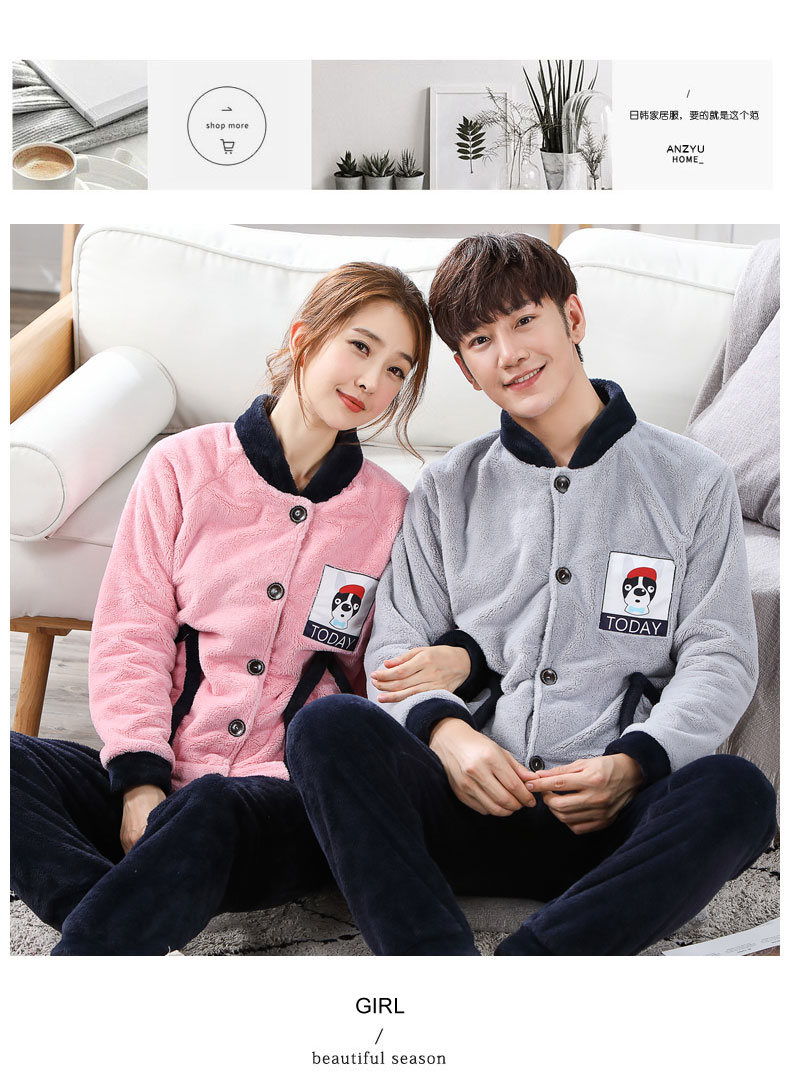 Đồ ngủ nhung san hô nam 2018 mới đôi nam nữ mùa đông thu đông mùa đông flannel dịch vụ nhà phù hợp với mỏng kiểu đồ bộ may vải thun