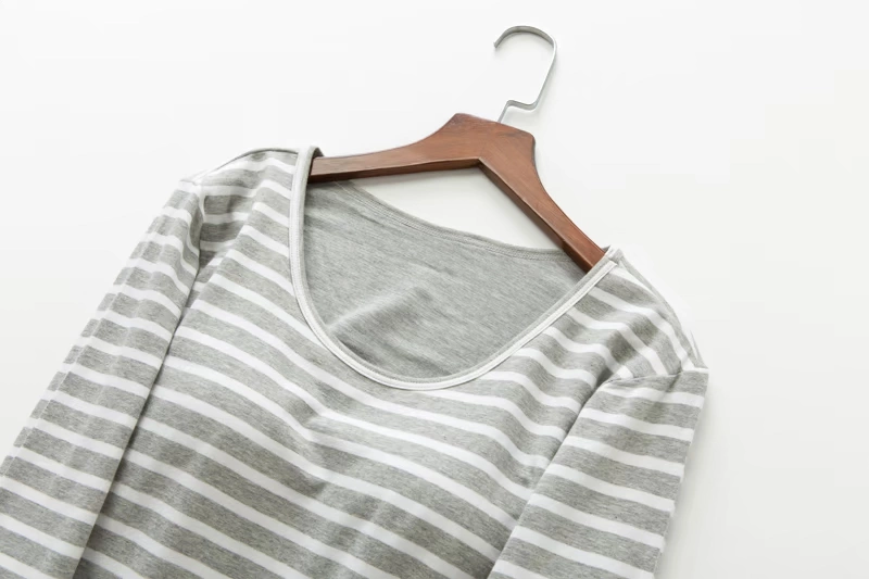 Bộ đồ ngủ kiểu Nhật Bản đồ lót nữ mùa thu đông dài tay cotton miễn phí mặc áo ngực sọc đơn giản thoải mái phục vụ nhà phù hợp đồ bộ pijama