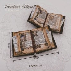 bjd场景道具娃屋 本本小人国微缩复古书本 6分 娃屋摆件