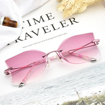 Frameless myopia sun glasses fashion cutting edge sun glasses myopia sun glasses women tide 2021 Star round face