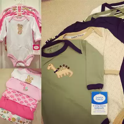 Luvable Friends Original Single Baby Cotton Piece Climbing 5-piece Long Sleeve Butter Clothes Spring and Autumn Winter