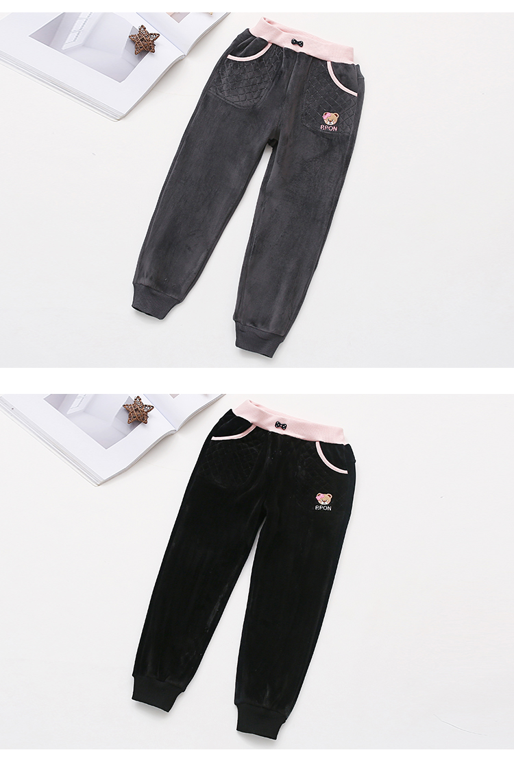 Quần bé gái 2018 thu đông và quần thể thao trẻ em cộng với quần cotton nhung dày cho bé gái Hàn Quốc quần âu quần baggi bé gái