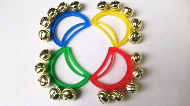 Plastic string bells, string bells, hand string bells, percussion instruments, children's string bells, kindergarten equipment, a pair