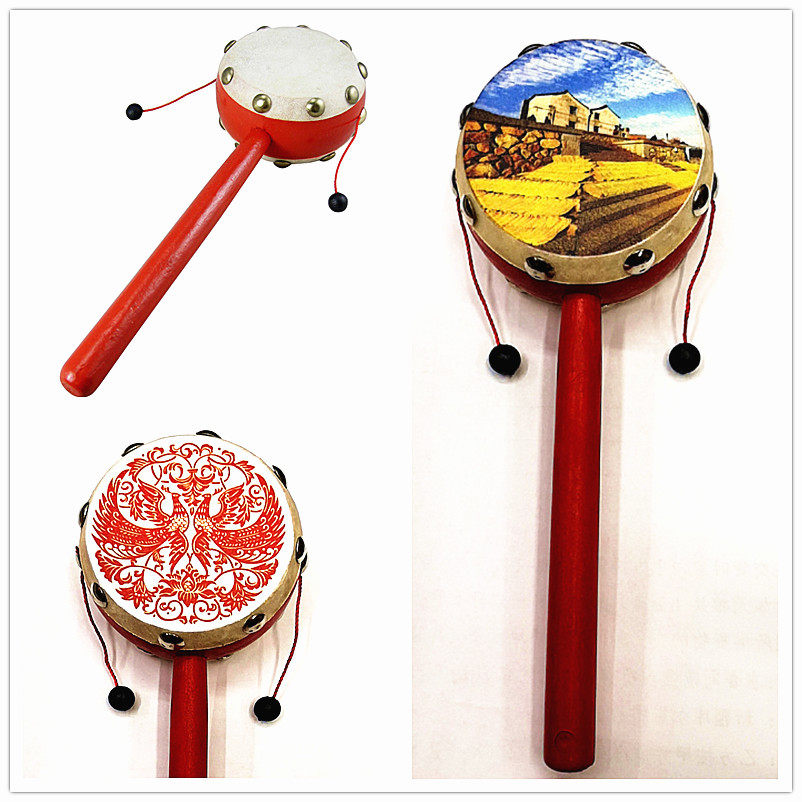 Baby Toys Dial Wave Drum Woody 6 To December 5 Years Old Can Nibble Early Teach Puzzle Pure Sheepskin Traditional Small Drum