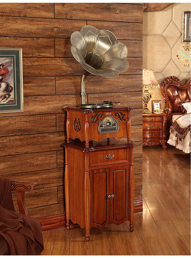 Máy ghi âm sừng lớn retro châu Âu Máy ghi âm vinyl châu Âu phòng khách sang trọng loa siêu trầm cổ máy ghi âm cổ - Máy hát 	đầu đĩa than cao cấp	