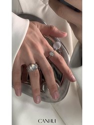 흰색 달빛 요소 링 틈새 디자인 개방 조정