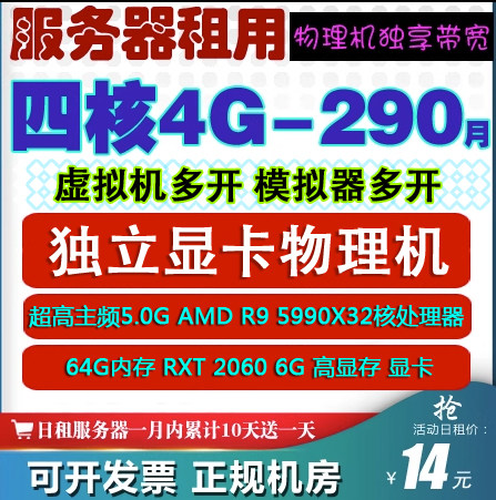日租日付天租天付周付服务器周租双线BGP挂模拟器服务器租赁出租