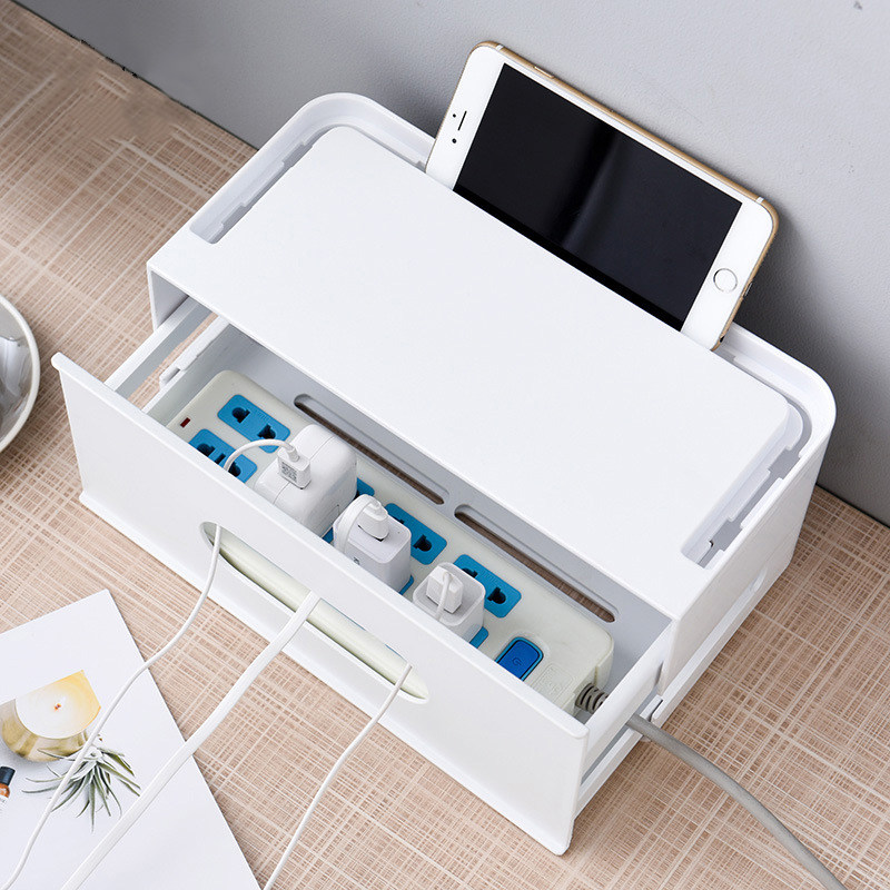 Wire Platoon Plug-in Containing Box Drawer Type Flame Retardant Rational Wire Box Power Cord Hidden Wire Board Charger Desktop Finishing Box
