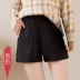 2018 mới quần short len ​​cỡ lớn nữ mùa thu và eo co giãn 200 pounds chất béo chân rộng quần một từ mặc quần eo cao bộ quần áo thể thao nữ Cộng với kích thước quần áo