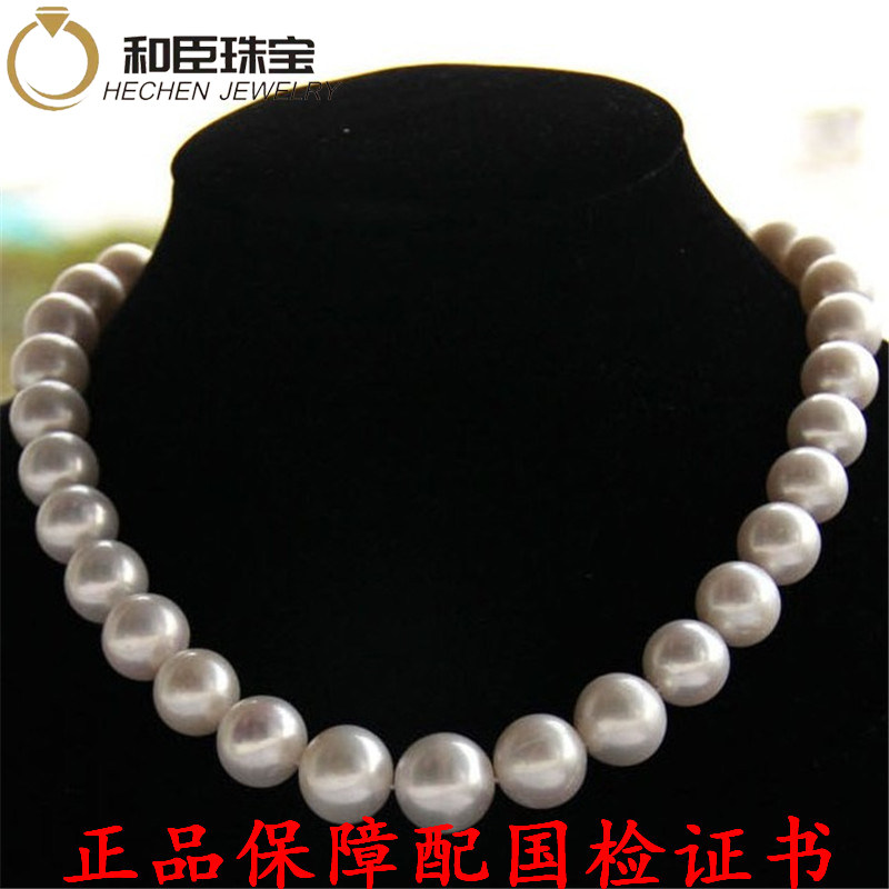 Fake one lost ten natural freshwater pearl necklace 10-11mm strong light to send mother-in-law Mother's Day gift