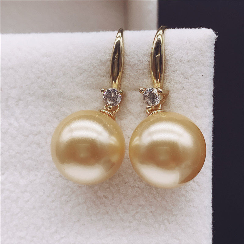 Natural Pearl Earrings Pendant Earrings 10-11mm Ear Hook 925 Pure Silver Finely Inlaid Zircon Hollowed-out Ear Accessories