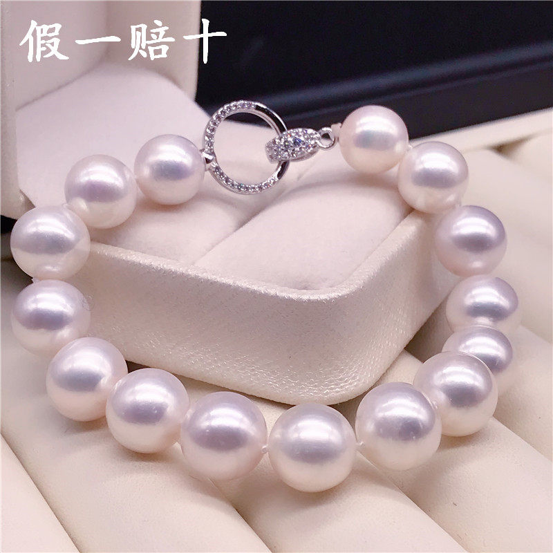 Fake one-to-lose ten natural freshwater pearl hand-made necklace 10-11mm is round strong and extremely light to send mom girlfriend
