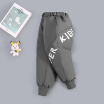 Childrens clothing girls casual down pants 22 winter new thickened foreign style childrens Korean version striped casual boys pants trend