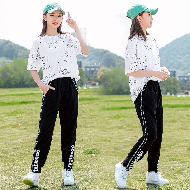 Next inss Girls Sports Kit 2022 Summer New Kids Fun Casual Pullover Two-Piece Set