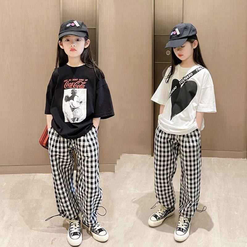 Next inss girl's suit 2022 summer dress new medium and big children's loose short-sleeved children's T-shirt trousers two-piece set