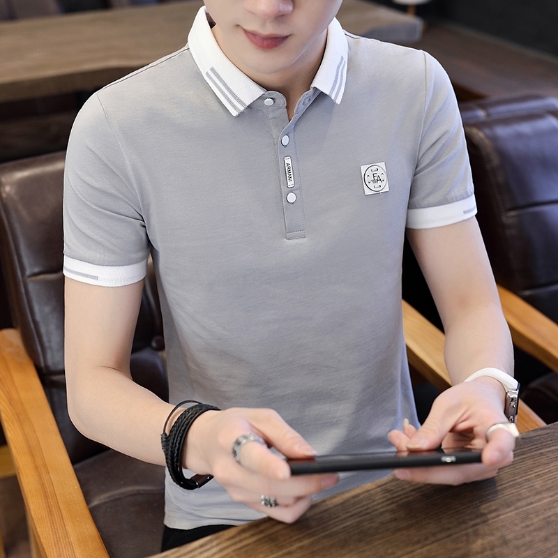 Port Wind POLO shirt man 2019 new trends flip collar high-end pure cotton handsome fit personality men short sleeve T-shirt