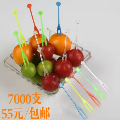 Transparent disposable fruit fork OK fruit fork color fruit fork disposable fruit stick food fork cake fork