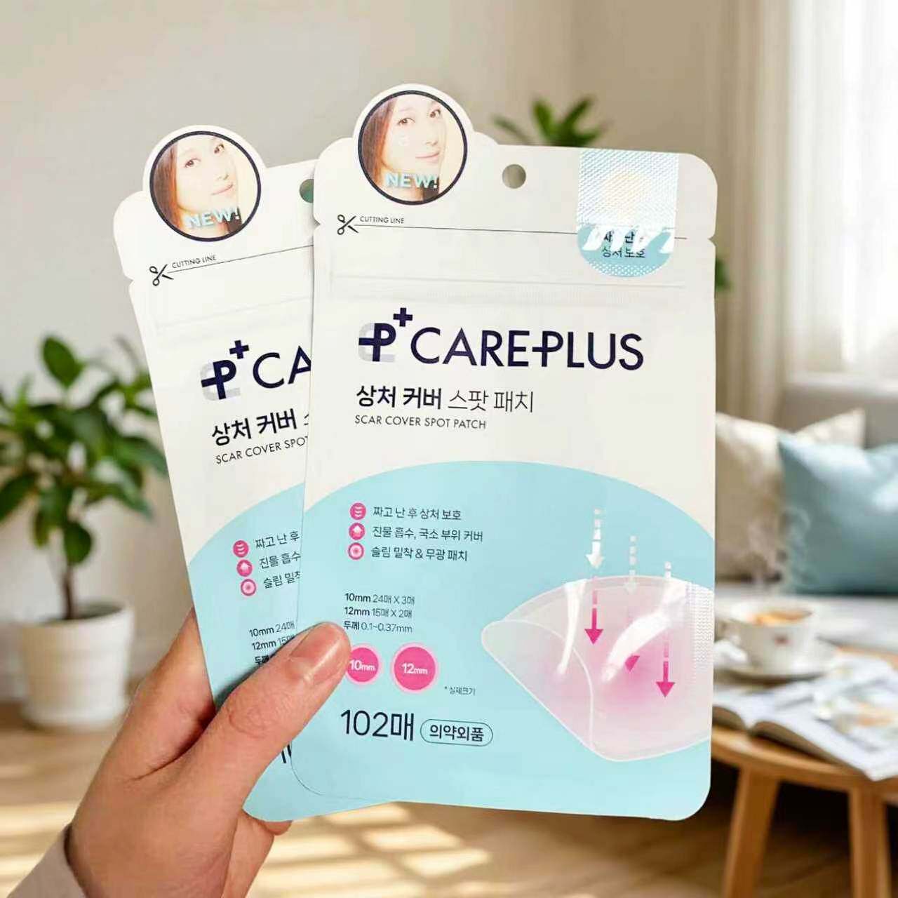 OliveYoung acne patches Korean careplus tea tree centella asiatica microneedle acne patches are light and thin