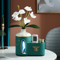 Creative light luxury multifunctional tissue box ornaments household living room coffee table remote control storage box drawing box roll paper box