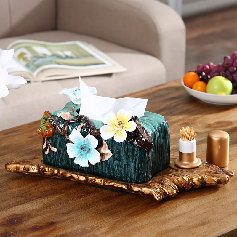 Nordic creative embossed toothpick tube tissue box household European-style household toilet paper box dining room coffee table decorations