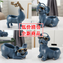 Creative Nordic porch shoe cabinet key storage box Lucky Elephant Ornaments living room office desktop sundries storage