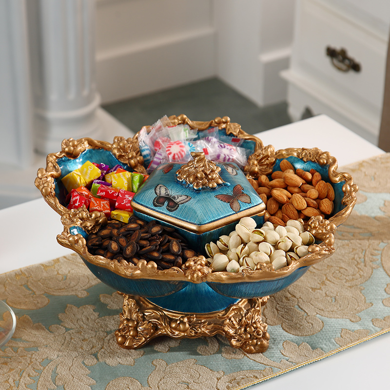 European style high-grade with cover compartment dry fruit tray snacks tray living room creative household candy box fruit tray dried fruit box