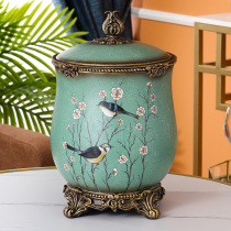 European luxury with lid trash can American home large with lid storage bucket living room bedroom creative high-end ornaments