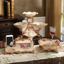 European creative layered dried fruit plate three-piece luxury set home decoration vase paper towel box ashtray ornaments
