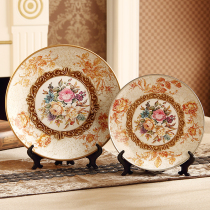 European ceramic hand-painted decorative plate modern retro crafts pastoral color painting plate home accessories creative ornaments