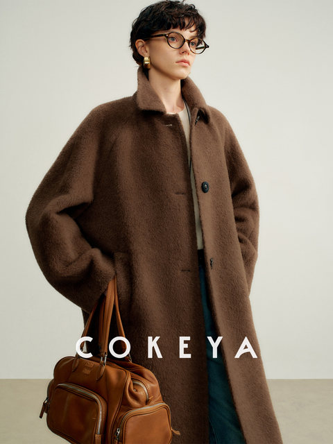 Cokeya/Inca Group Inca~ Alpaca Wool Mid-Length White Long-Sleeved Woolen Coat for Women in Spring
