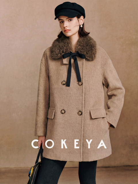 Cokeya/Gentle Lady~100% Cashmere Fur Integrated Velvet Tie Scarf Warm Scarf for Women Winter