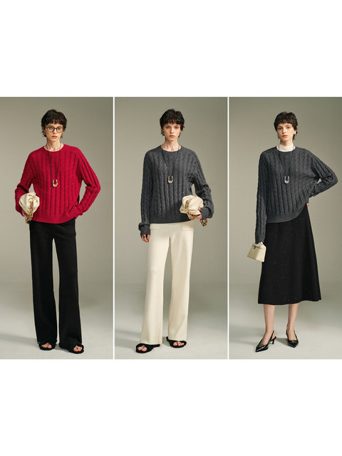 Cokeya/Shimmering Starry Sky Sweater~Bc Luxurious Consinee Shiny Sequin Cashmere Cable Knit Pullover Sweater