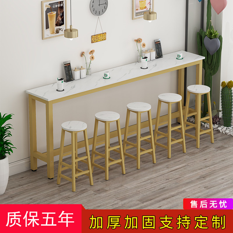 Close by wall, table Home Milk Tea Shop Chairs Combined Balcony Narrow Table High Foot Commercial Solid Wood Strip Table Brief